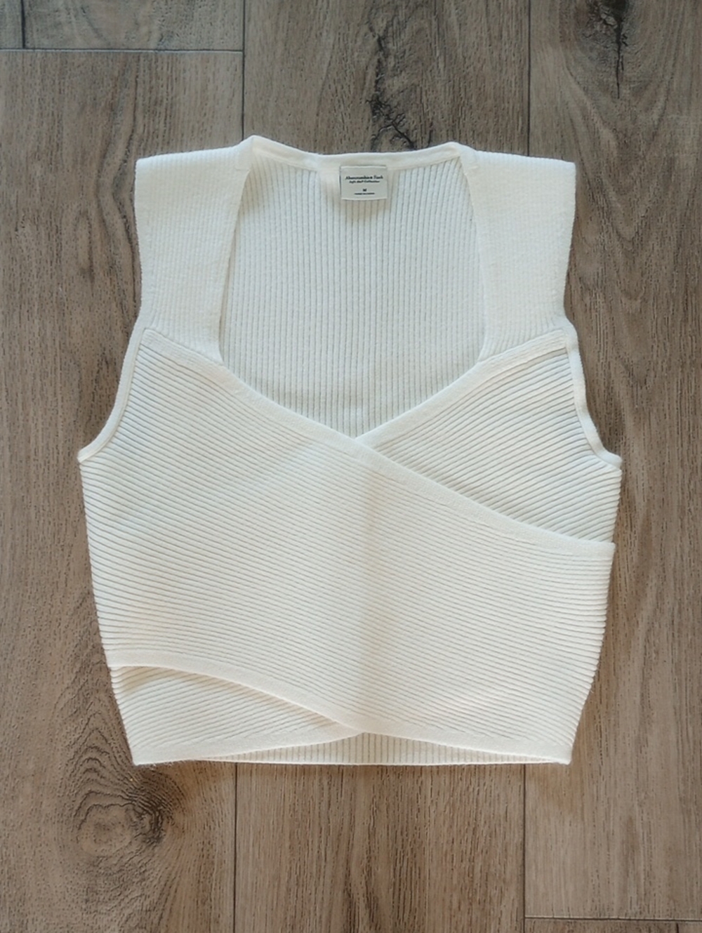 Abercrombie Wrap Front Cropped Sweater Tank Cream, Size Medium